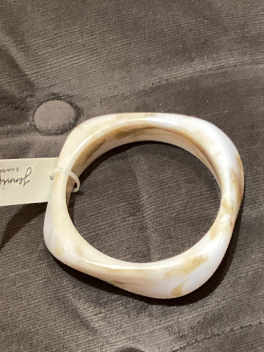 Cream‎ Marble Resin Bangle Bracelet with Subtle Tan Swirl